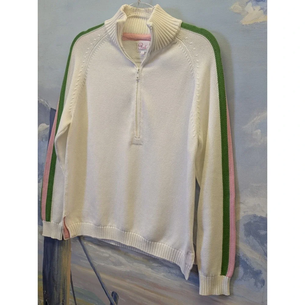 NEW! Pink Pineapple OBX Knit Half Zip Pullover SZ M